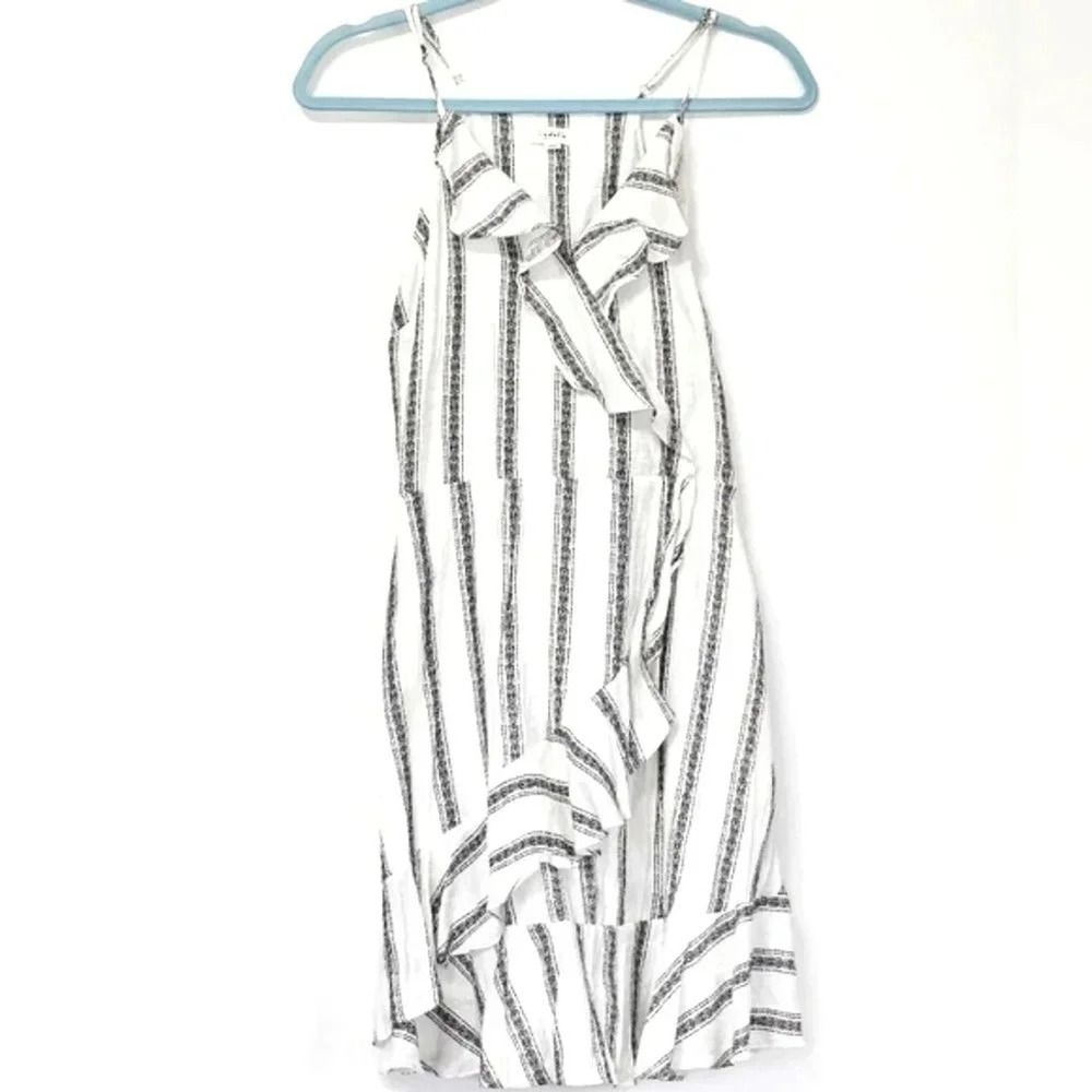 Lydelle Womens Striped Ruffle Mini Dress White Black Sleeveless Size‎ Large
